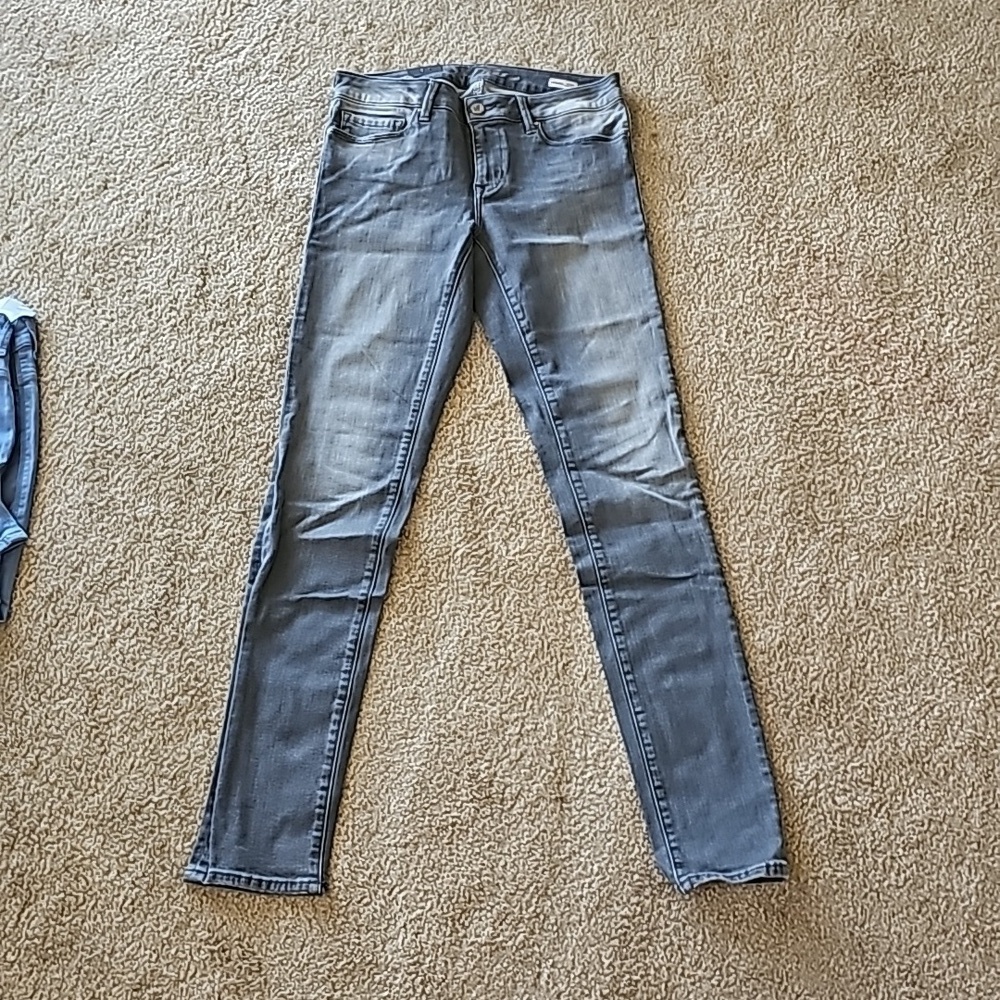 Mavi Adriana Mid Rise Super Skinny Gray Denim Jeans 27 L33